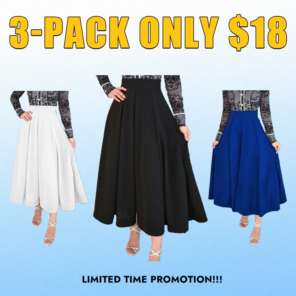 Women’s Pleated A-Line Skirt-High Waist, Zipper Back, Elegant Office Wear