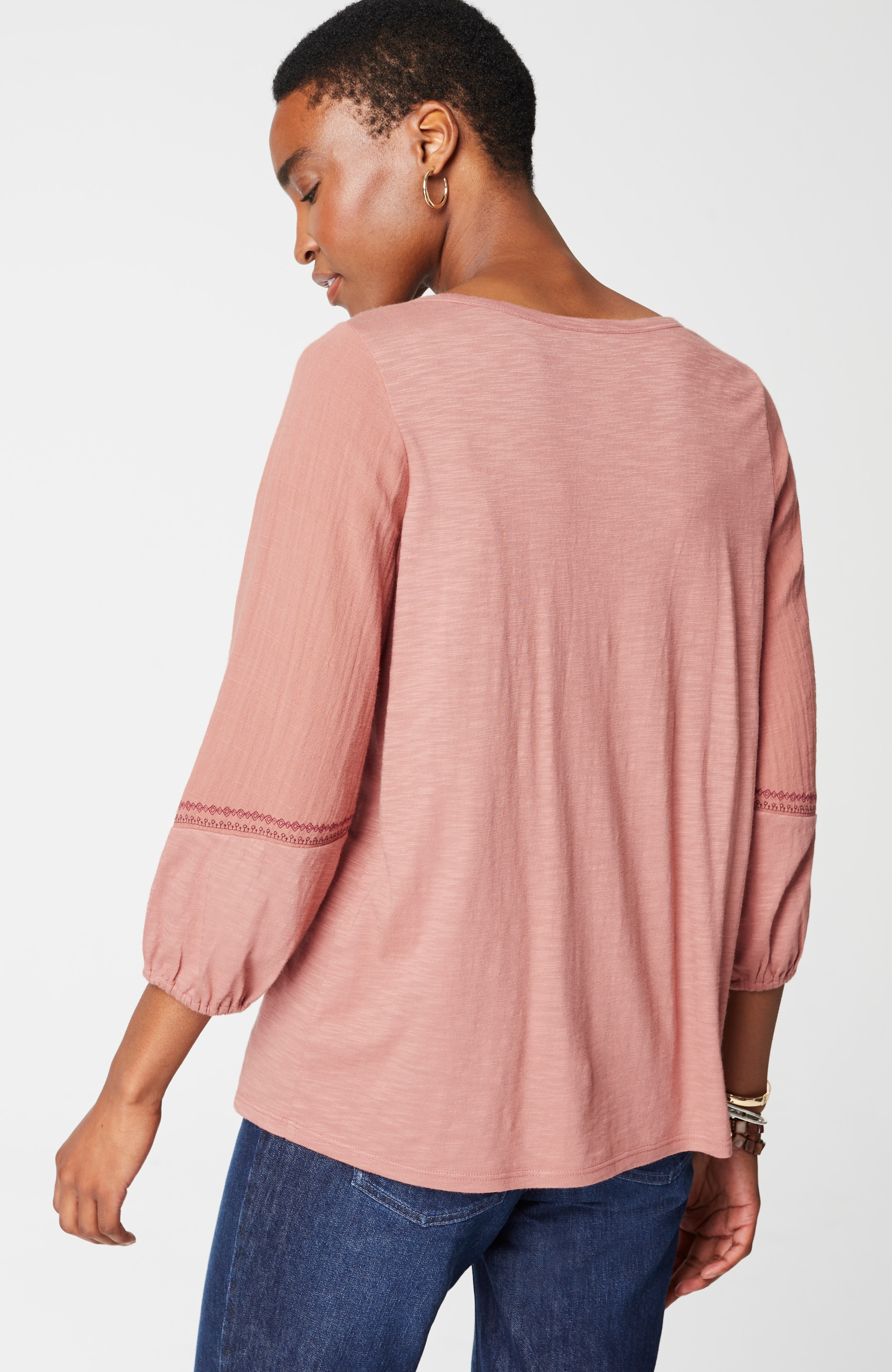 Pure Jill Mixed-Media Knit Top