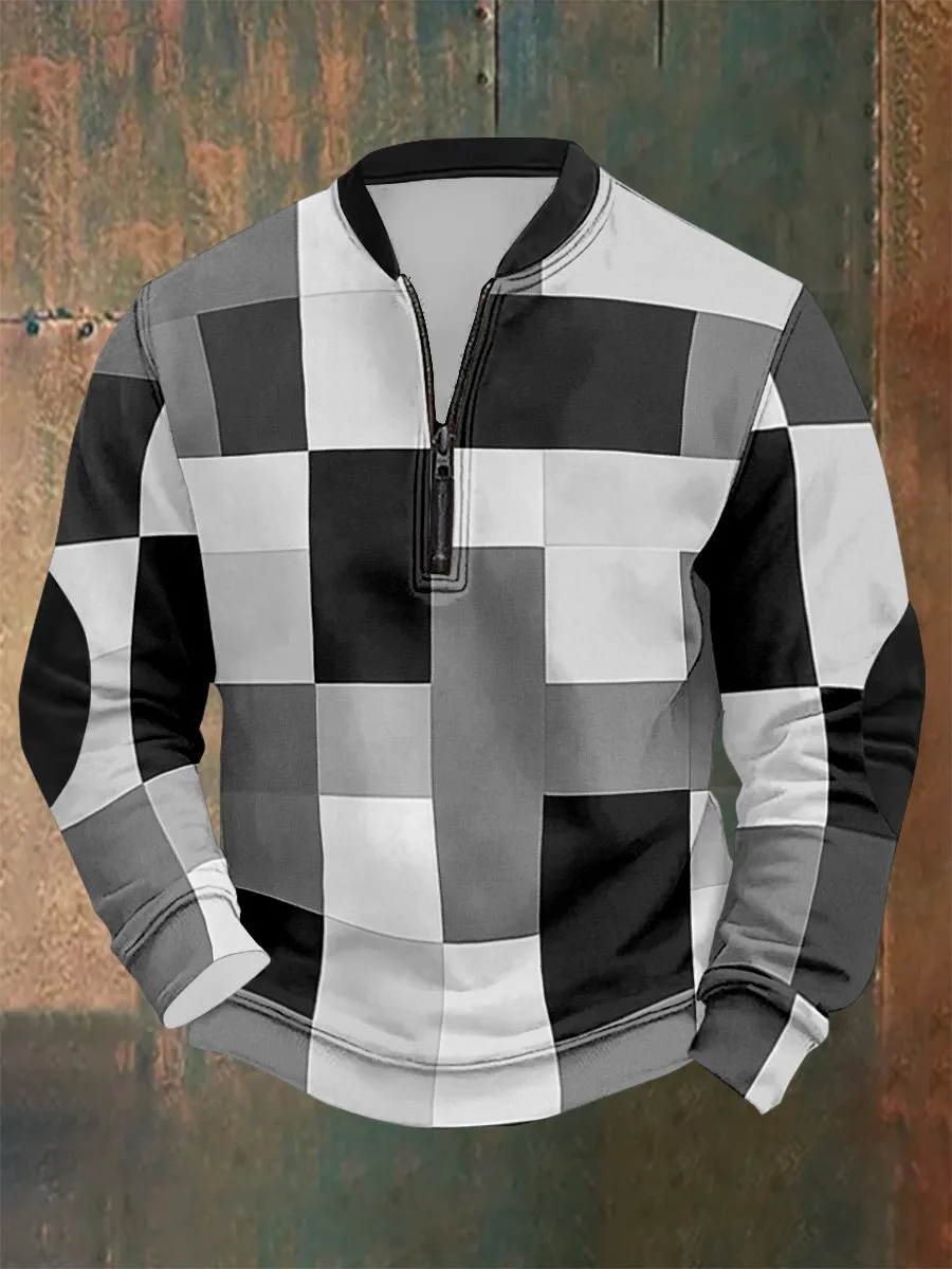 Men's Vintage Geometric Style Print Sweatshirt