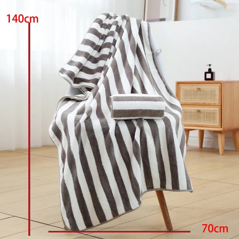 Dark Grey Striped Contrast Beach Blanket