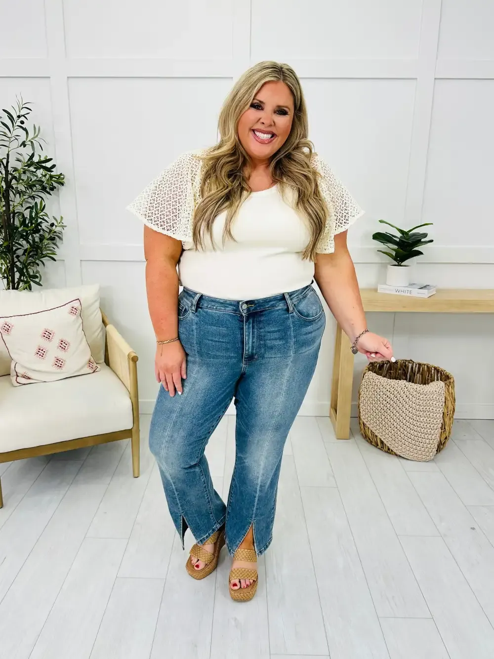 Judy Blue Split Decision Straight Leg Jeans