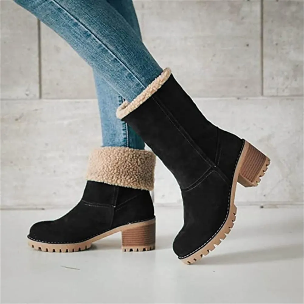 Women Snow Boots Winter Faux Fur Warm, Outdoor Hiking Booties
