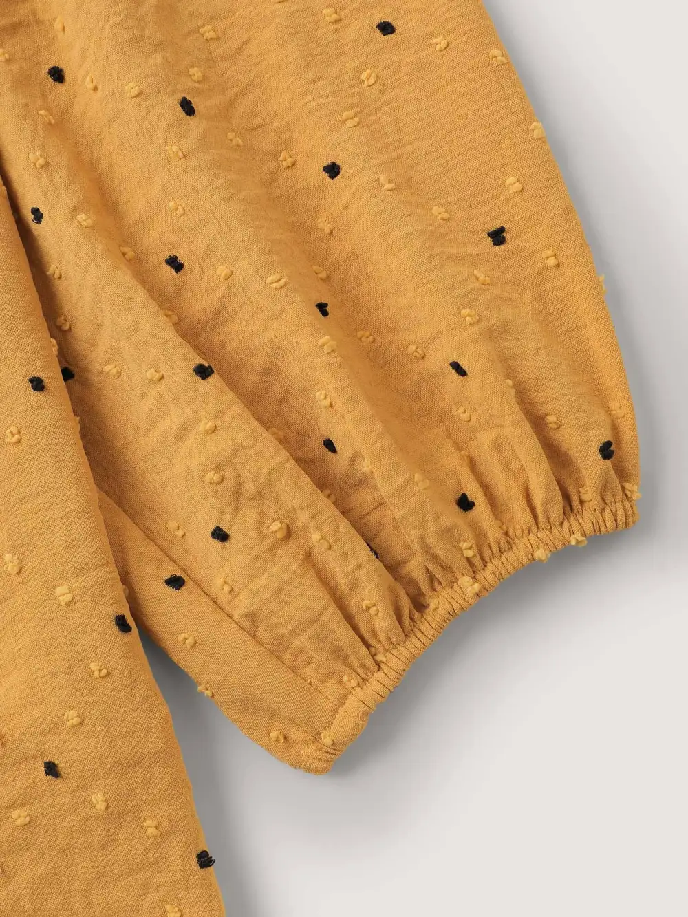 Textured Dot Embroidered Tassel Flowy Blouse