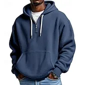 Men's Hoodie Waffle Hoodies Quarter Zip Hoodie Apricot White Light Green Army Green Red Hooded Plain Kangaroo Pocket Textured Sports & Outdoor Casual Daily Streetwear Cool Sportswear Fall Spring