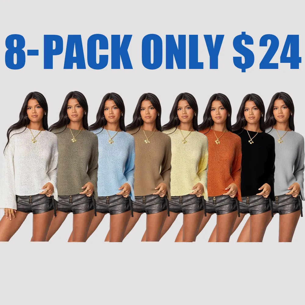 Casual Drop Shoulder Knit Sweater – Lightweight & Breathable Pullover