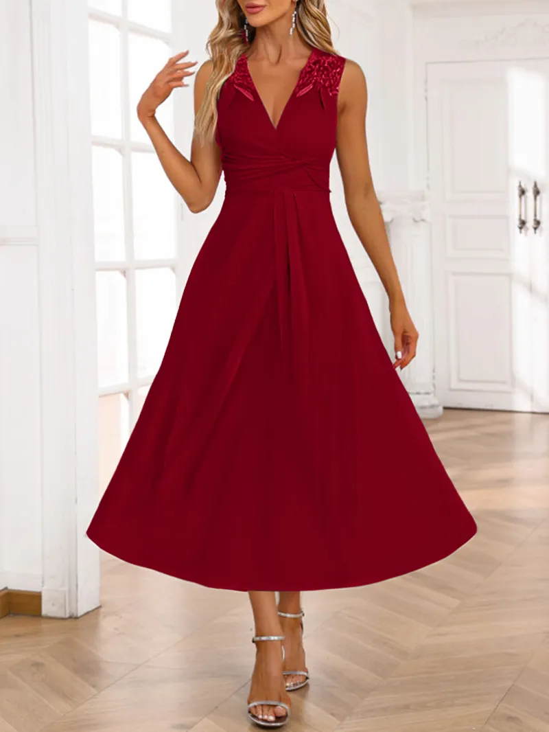 Elegant V-neck Sleeveless Dress