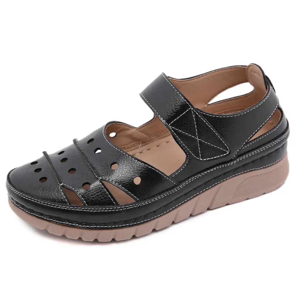 - Women's Casual Platform Flat Comfort Breathable Leather Walking Shoes