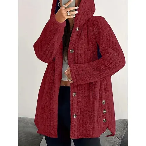 Women's Fleece Jacket Casual Jacket Hoodie Jacket Comfortable Breathable Zipper Pocket Casual Solid Color Vacation Street Casual Daily Wear Zipper Regular Hooded Regular Fit Long Sleeve Outerwear