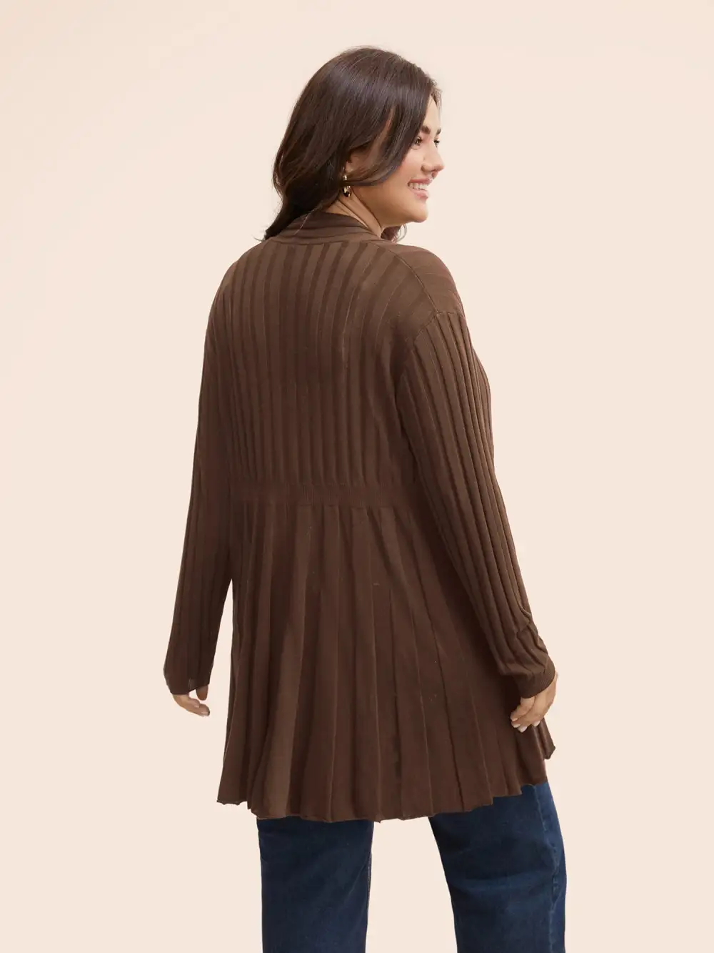 Plain Textured Kimono Collar Cardigan