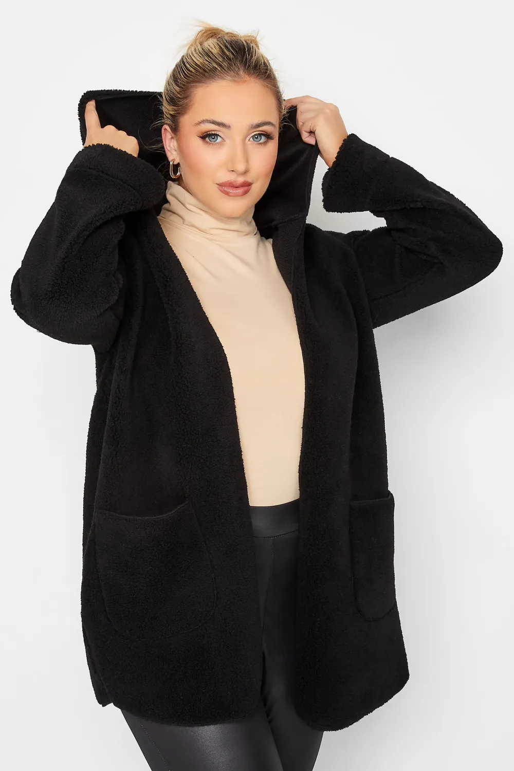 YOURS Curve Brown Teddy Hooded Jacket