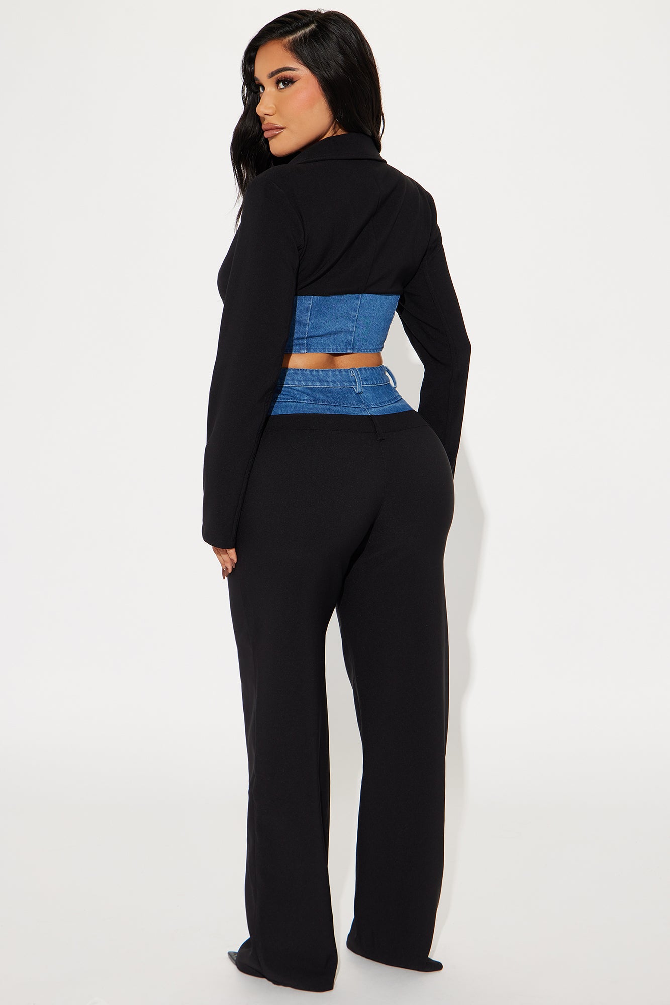 Staying Chic Blazer Pant Set - Black