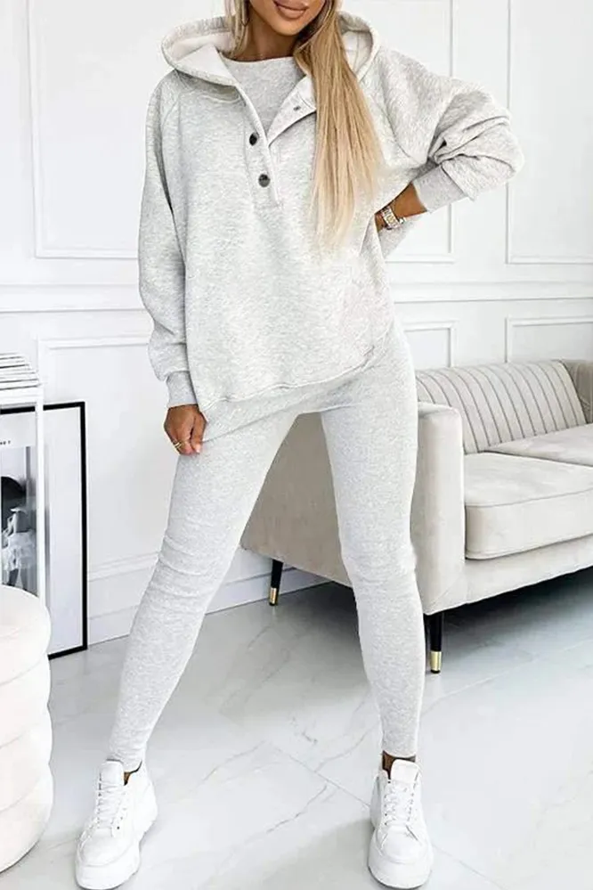 Women's casual fashion vest & hooded sweatshirt and slim pants three-piece set