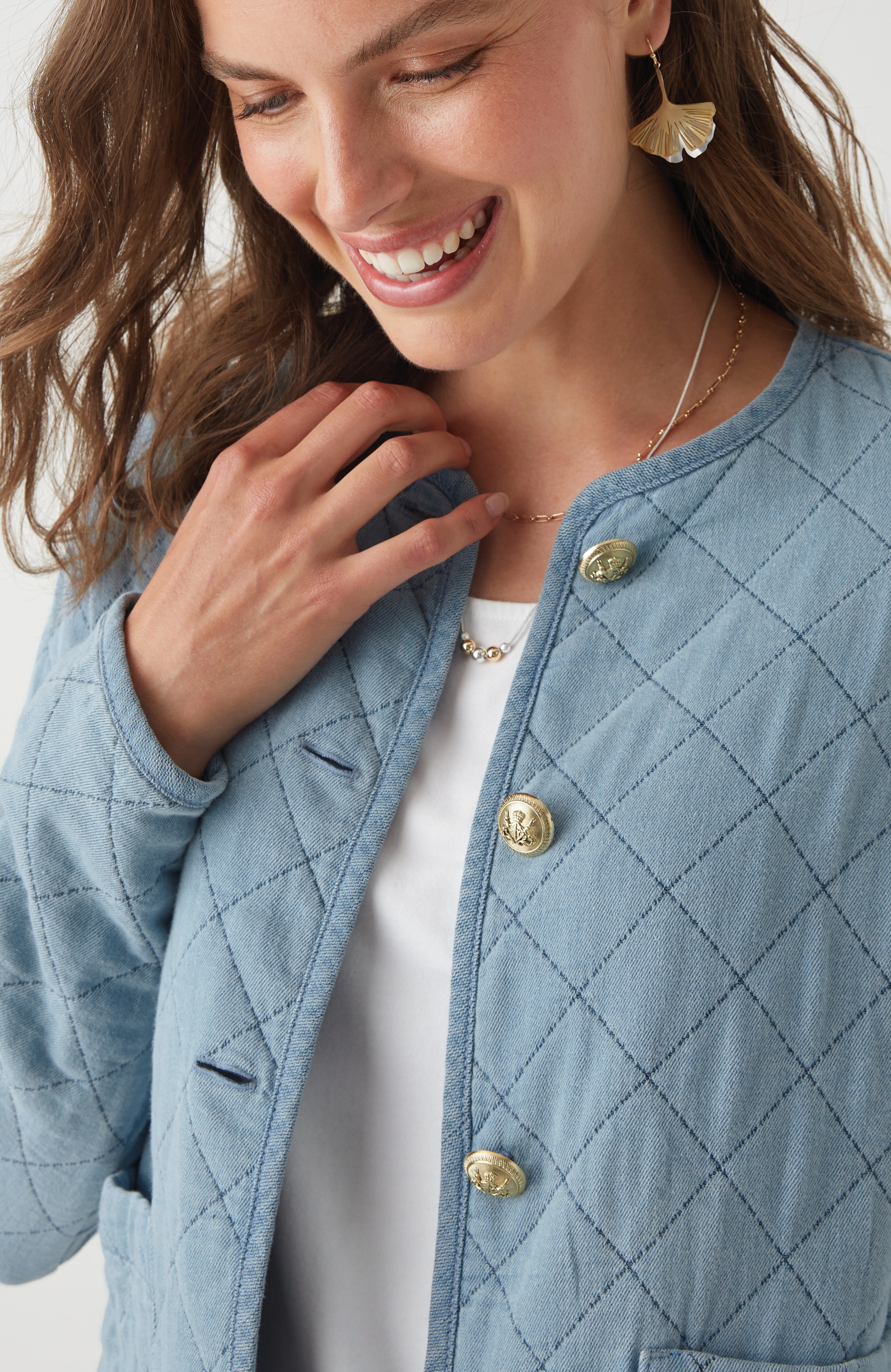 Diamond-Quilted Curved-Hem Jacket