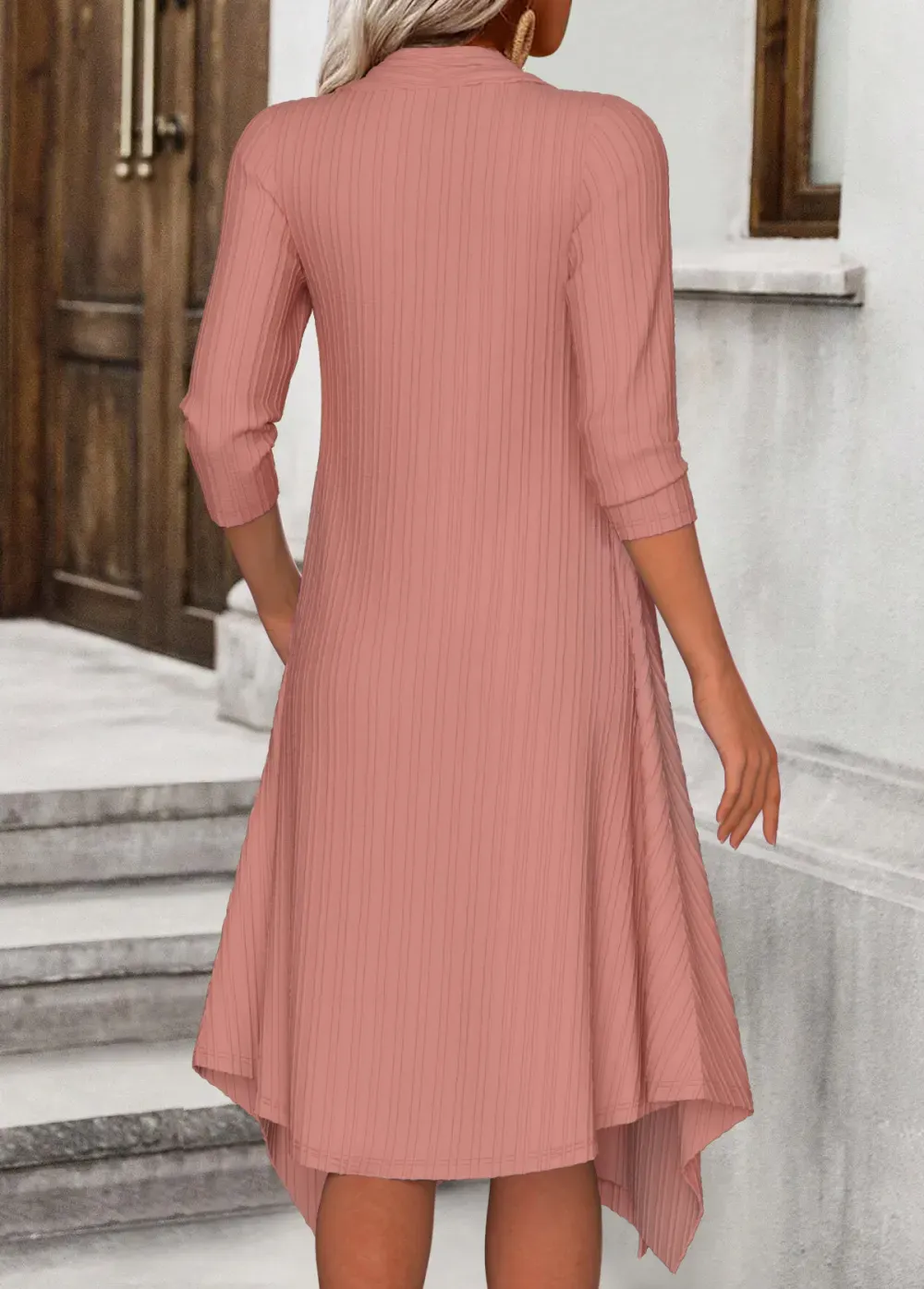 Pink Fake 2in1 Floral Print A Line Dress