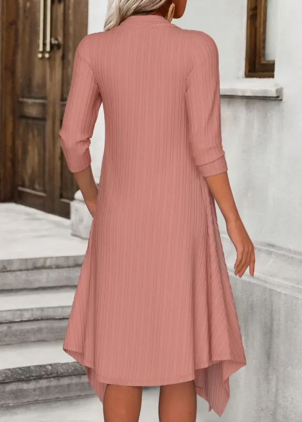 Pink Fake 2in1 Floral Print A Line Dress