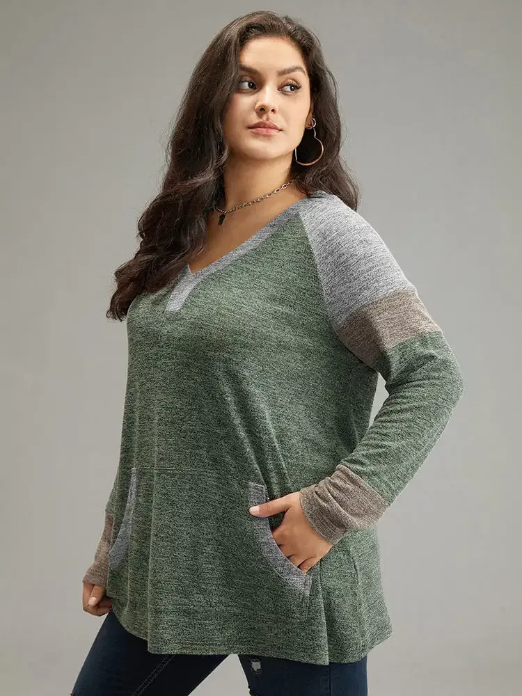 Contrast Pocket Raglan Sleeve T-Shirt