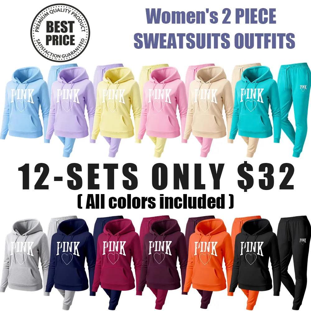 Women's Pink Heart Print Tracksuit