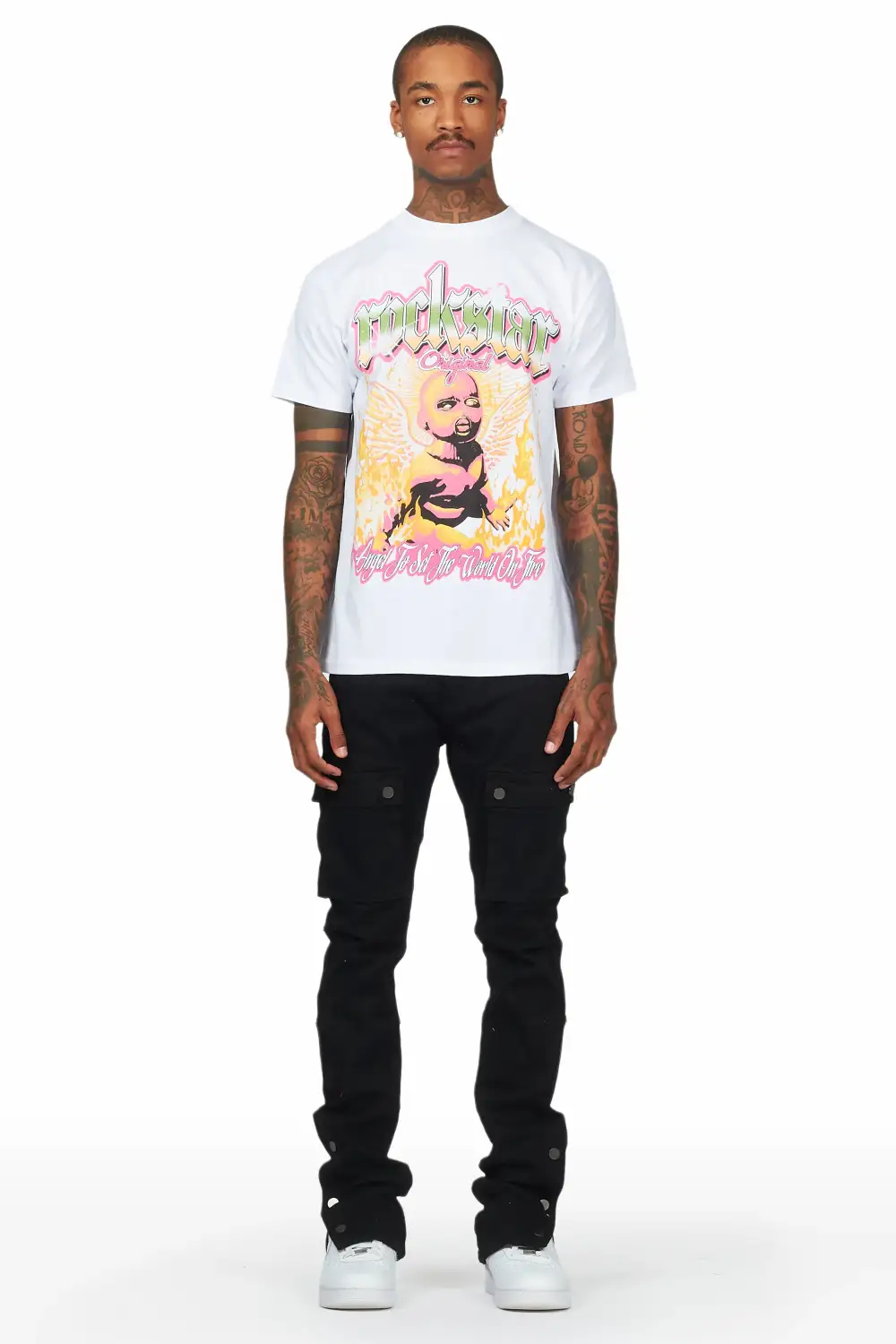 Waage Black Cargo Stacked Flare Jean