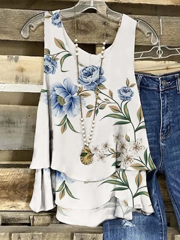 Women's Tank Top Graphic Abstract Casual Print White Sleeveless Basic Round Neck