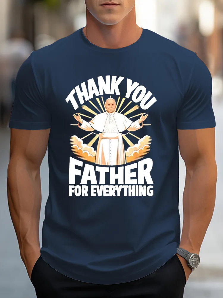 Men's Thank You Father 1936-2025 Print Short Sleeve Round Neck Cotton T-Shirt