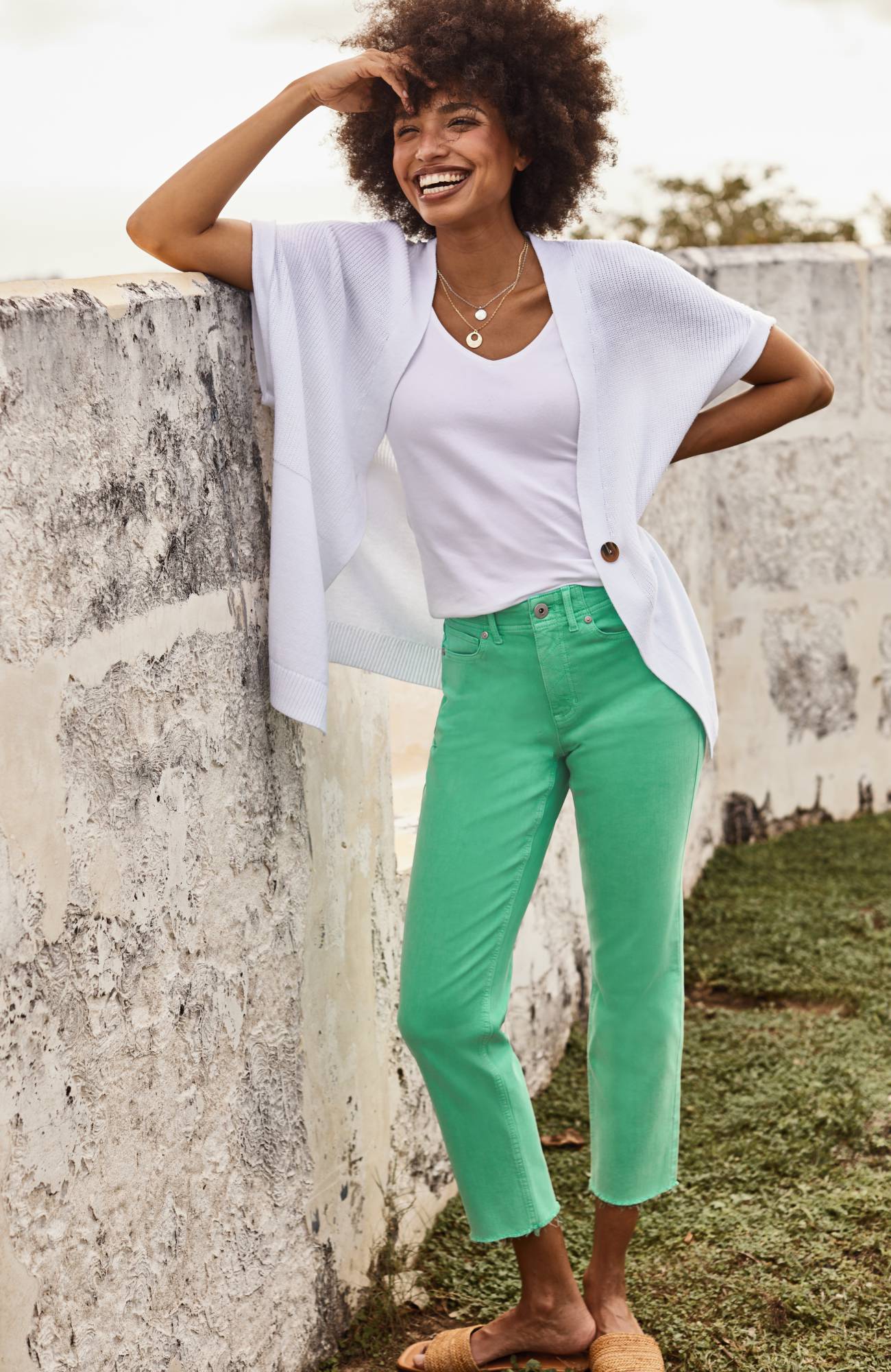 High-Rise Fringe-Hem Crops