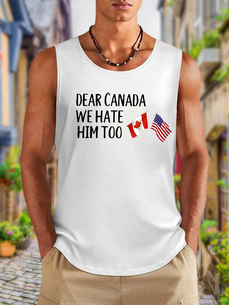 Men'S Dear Canada We Hate Him Too Round Neck Cotton Vest