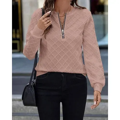 Women's Texture Sweatshirt Waffle Sweatshirt  Pullover Hoodie Sweatshirt Plain Streetwear Casual Long Sleeve Hooded Regular Tops Street Holiday Going out Buttons Black White Pink Wine Fall Winter