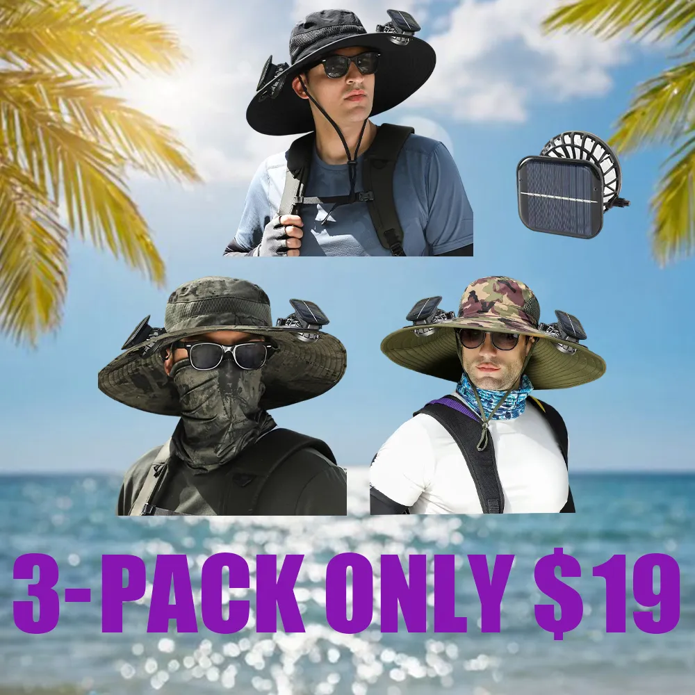 2025 New Solar Fan Outdoor Fishing Hat-Solar Sun Protection Sun Hat with Fan Solar Fan Hat Dual Power Supply Fan Outdoor Fan