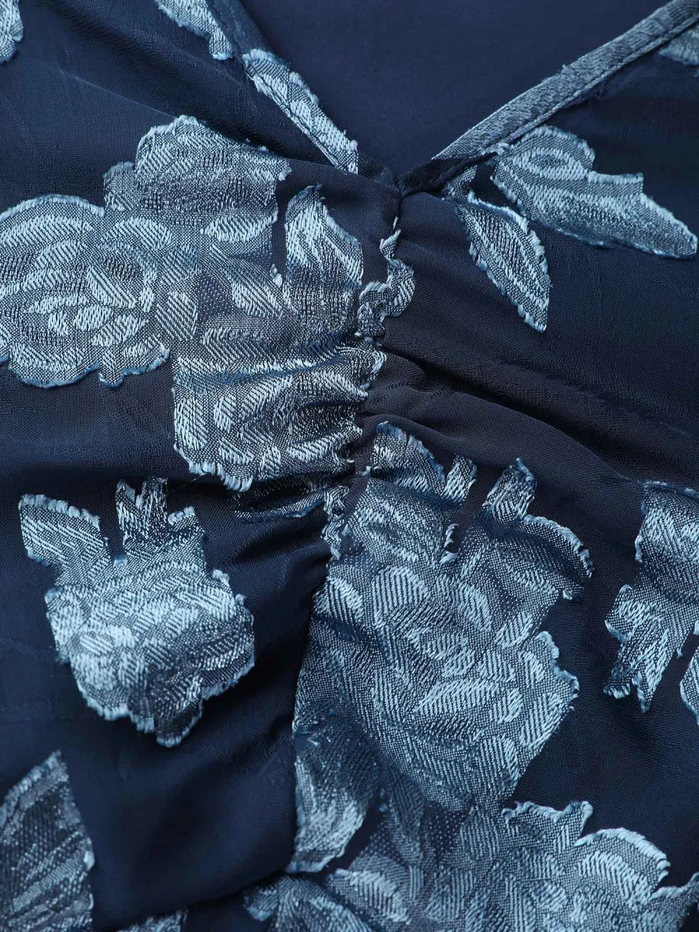 Geometrical Jacquard Textured Shirred Maxi Dress