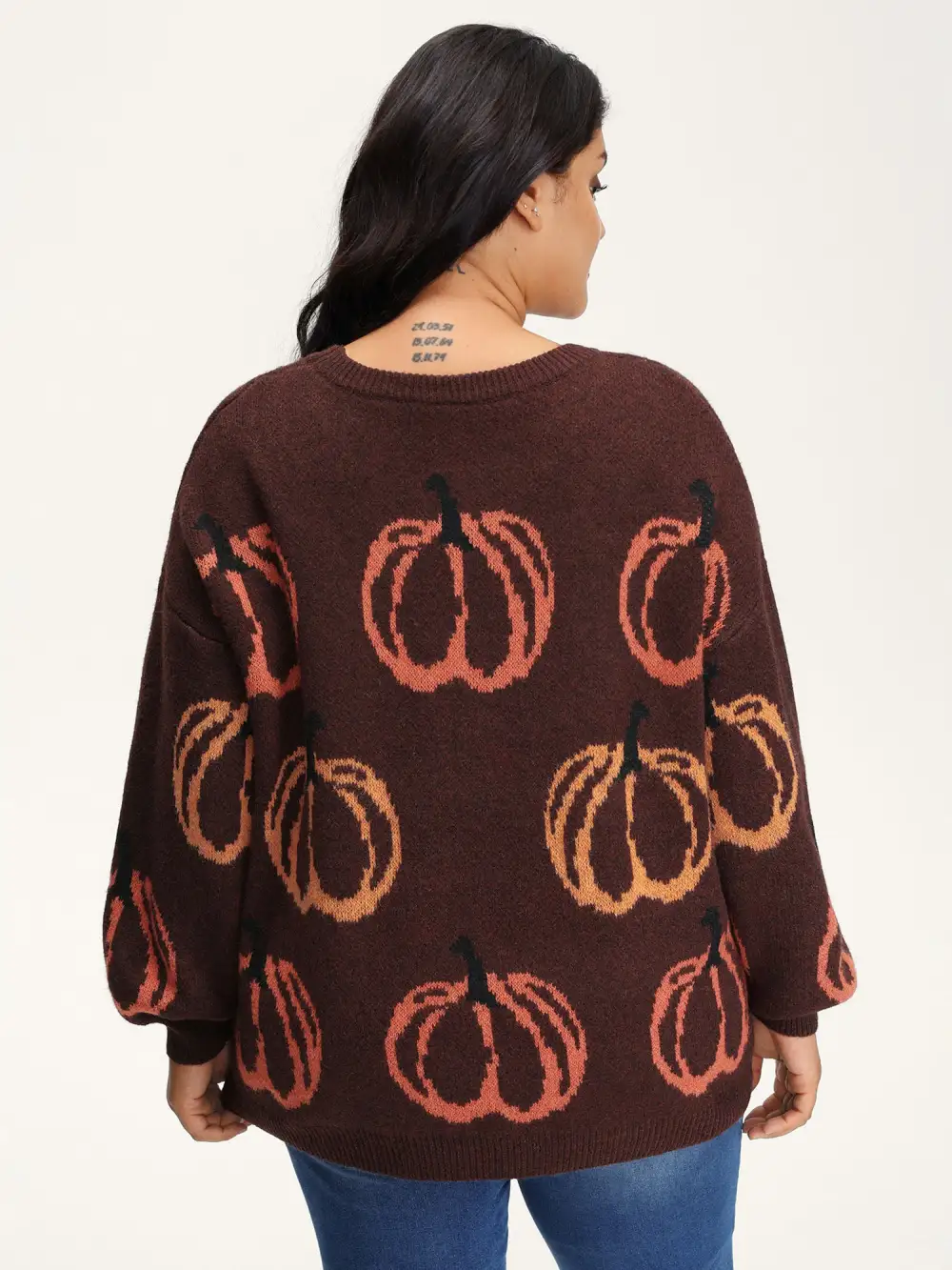 Pumpkin Patch Print Drop Shoulder Pullover
