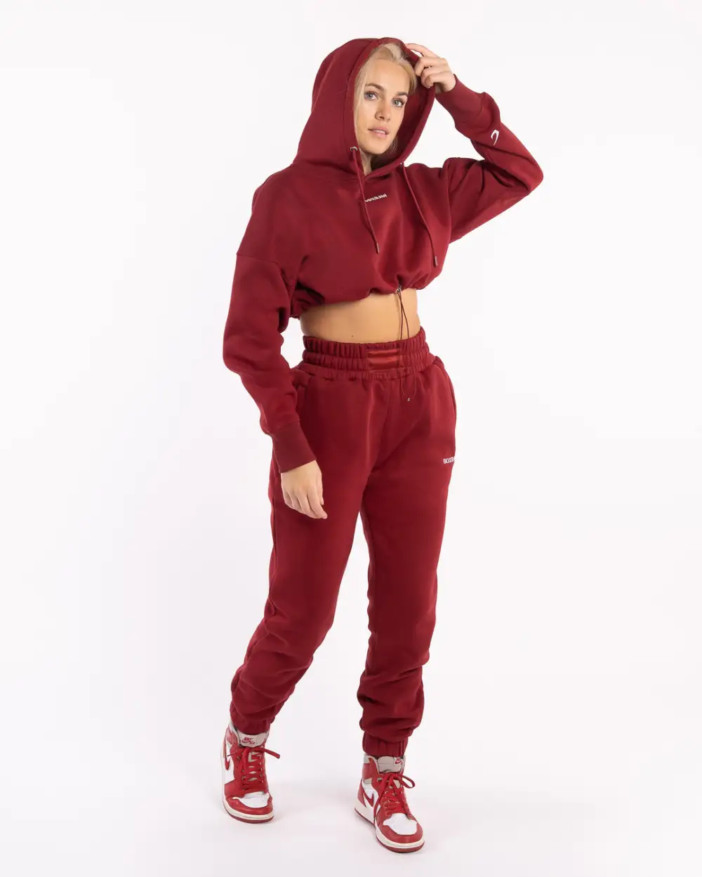 Johnson Cropped Hoodie - Burgundy