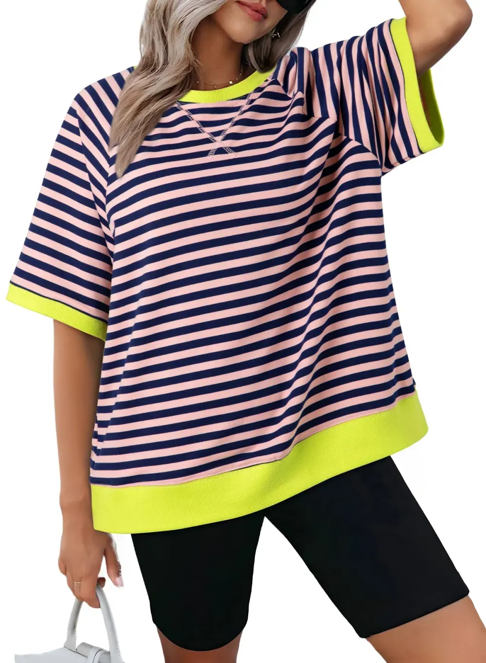 ✨Women's Oversized Striped Color Block Casual T-Shirt