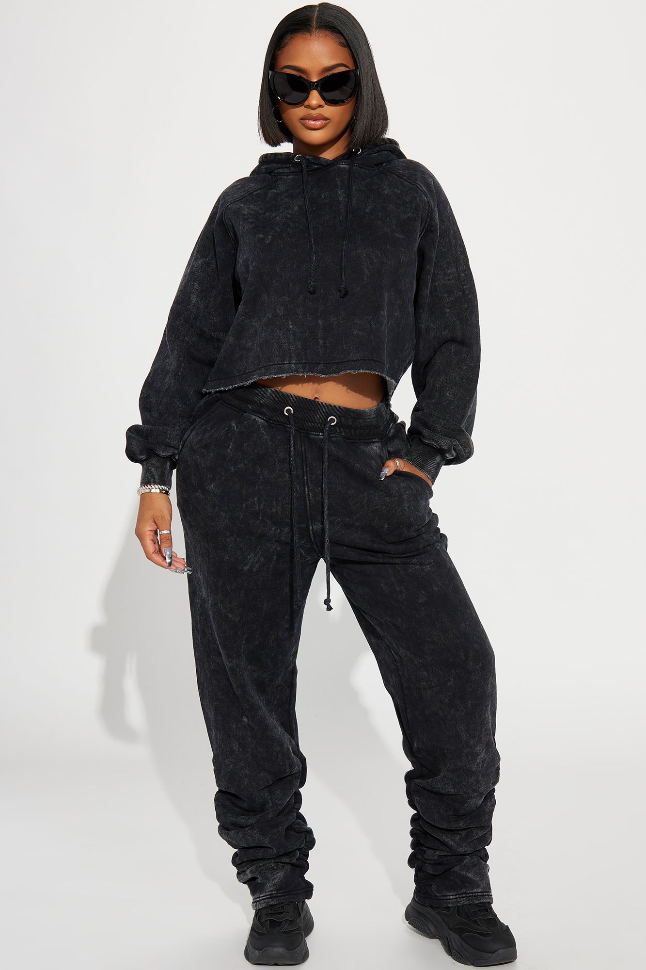 My Time Mineral Wash Jogger Set - Charcoal