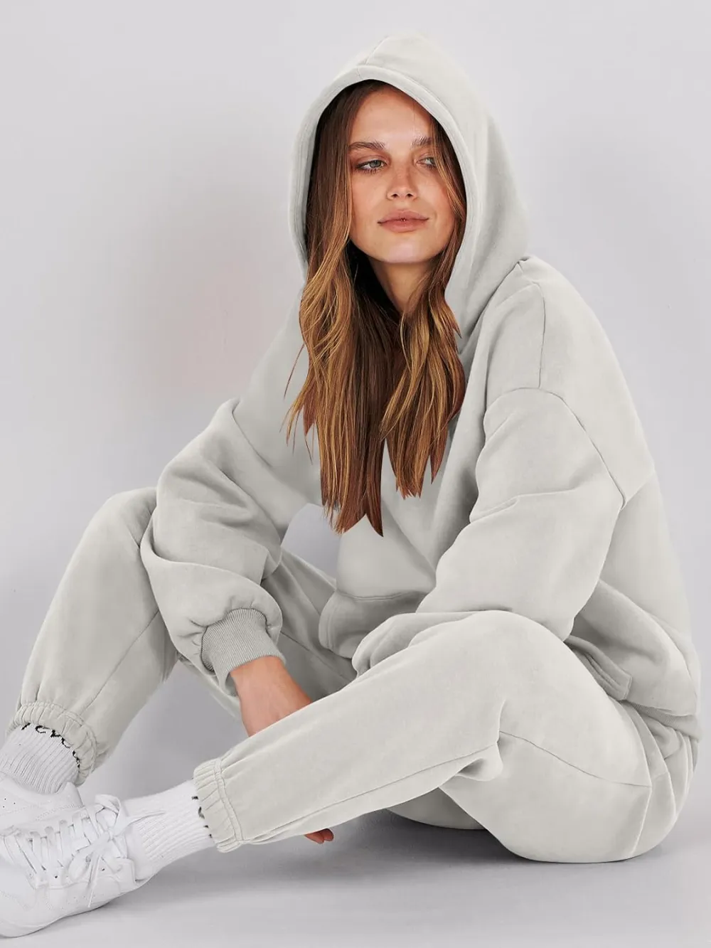 (Clearance Sale $1.99⚡) 2024 Women's Fall Oversized Casual Hoodie Two Piece Sweatshirt Jogging Pants Sweatshirt Set