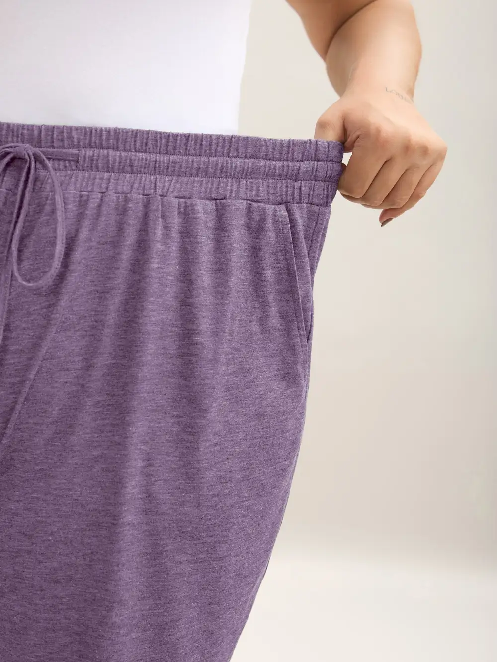 Mixed Color Knit Drawstring Loungewear Bottoms