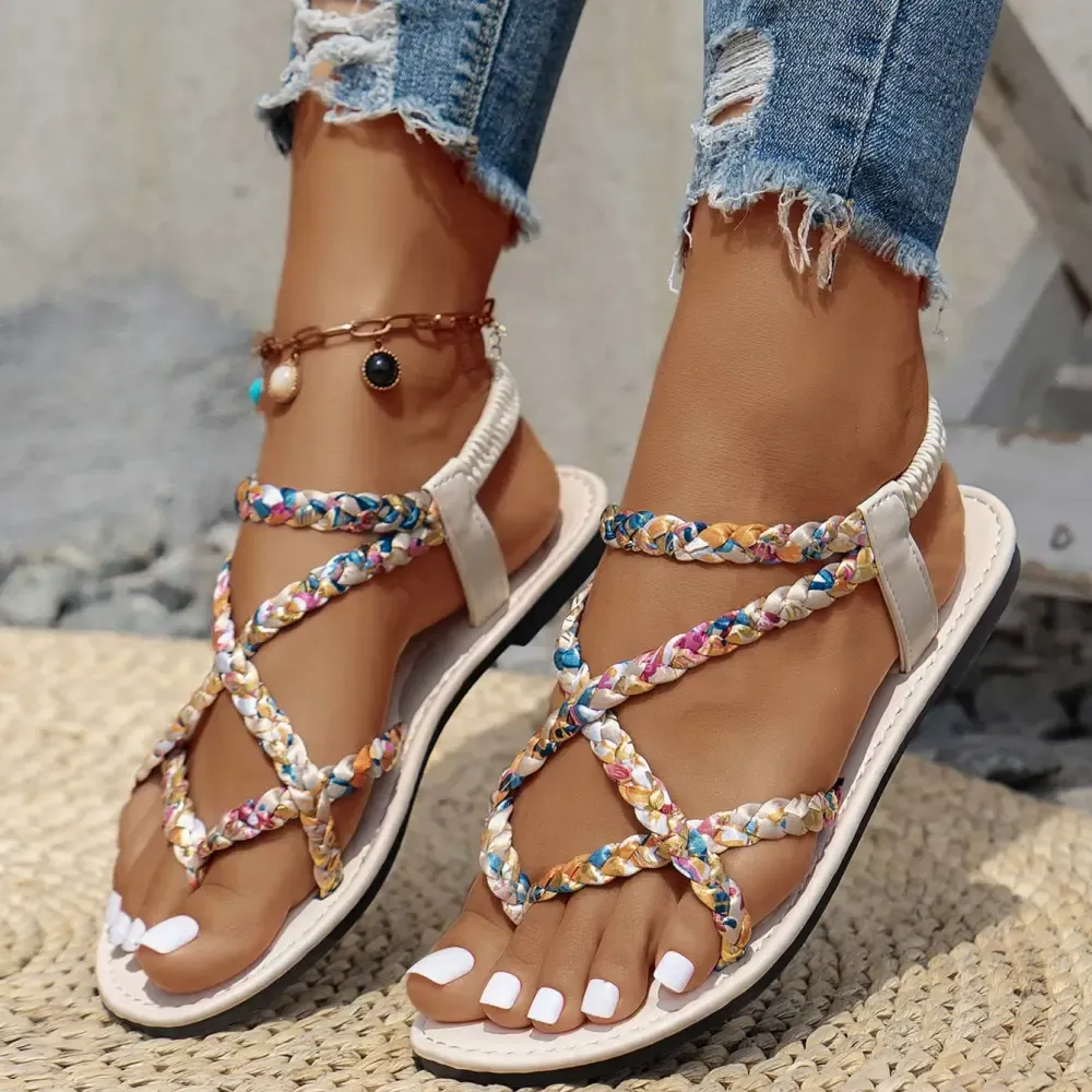 Multi Color Tribal Print Toe Post Falt