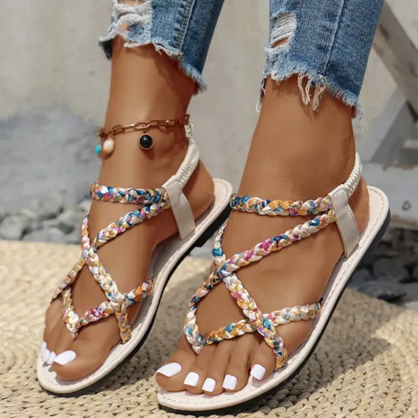 Multi Color Tribal Print Toe Post Falt