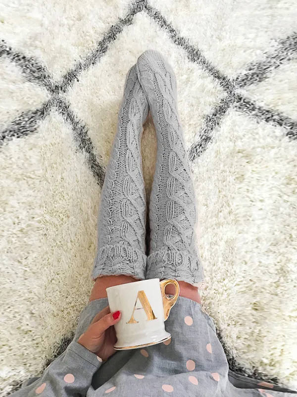 Mid Length Over The Knee Pile Wool Socks