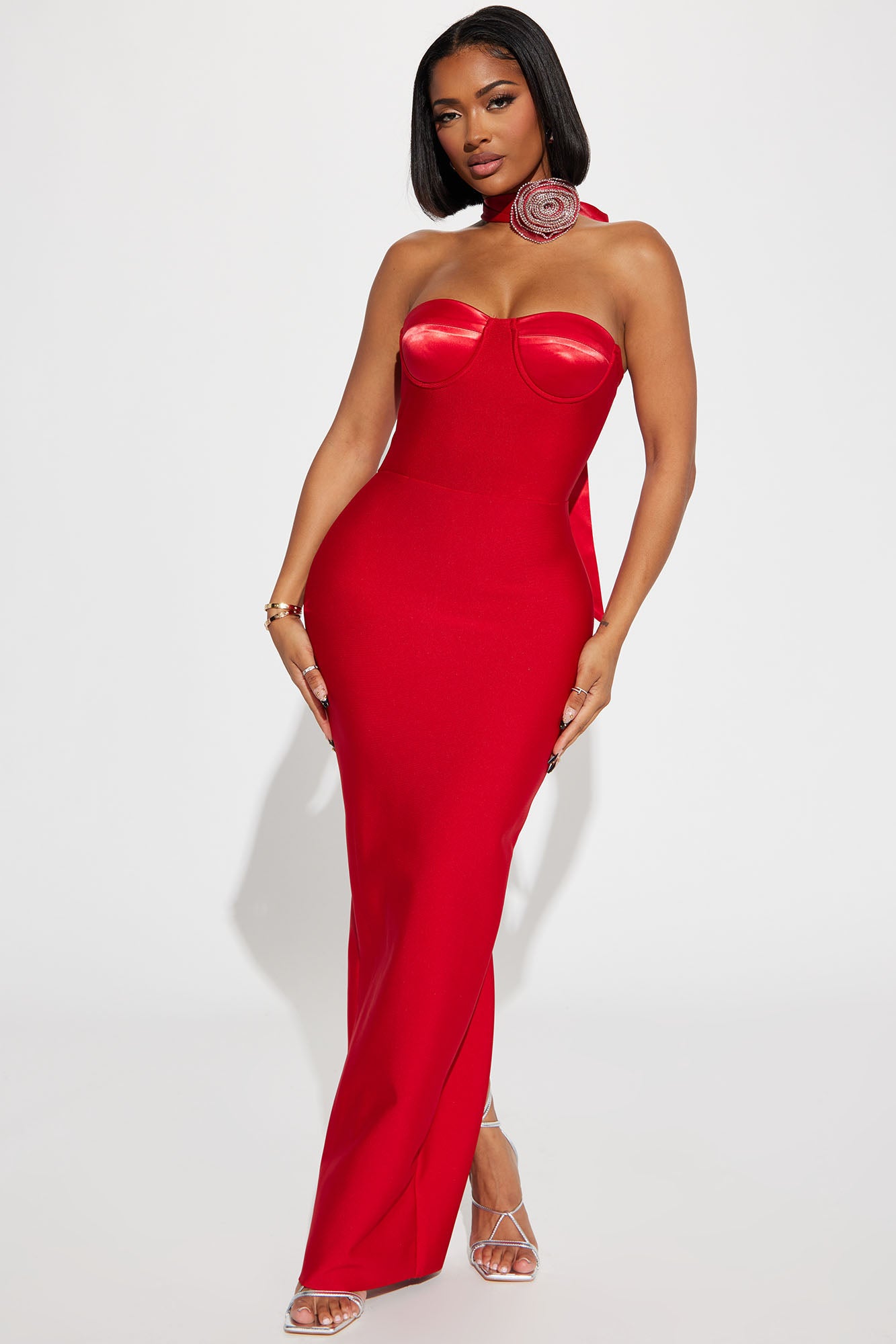 Divine Bandage Maxi Dress - Red