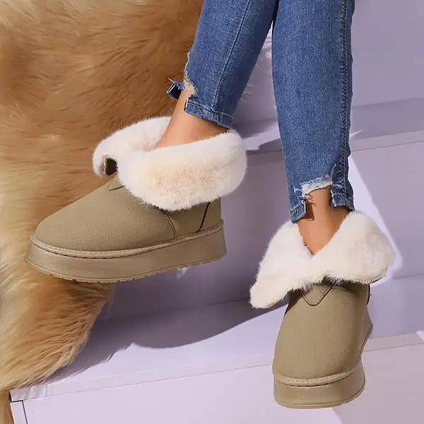 Women's Casual Plush Cuffed Thick-Soled Snow Boots 39973881S