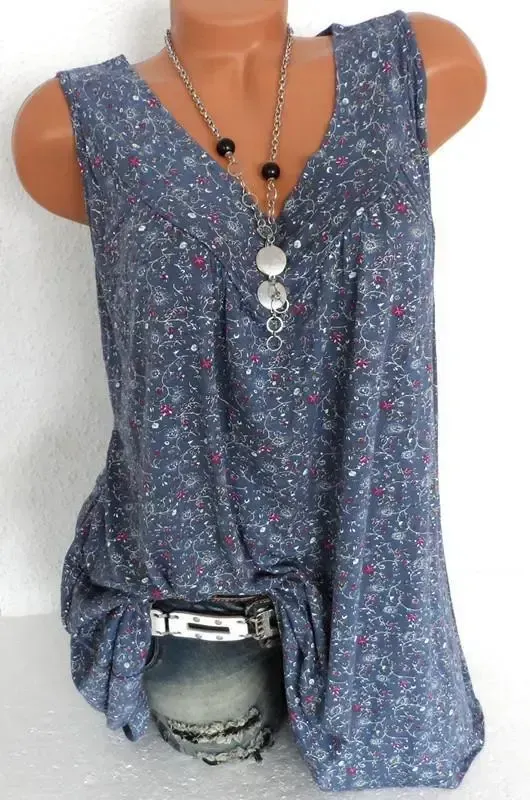 Plus Size Women Fashion Blouse Casual Loose Floral Printed Tops