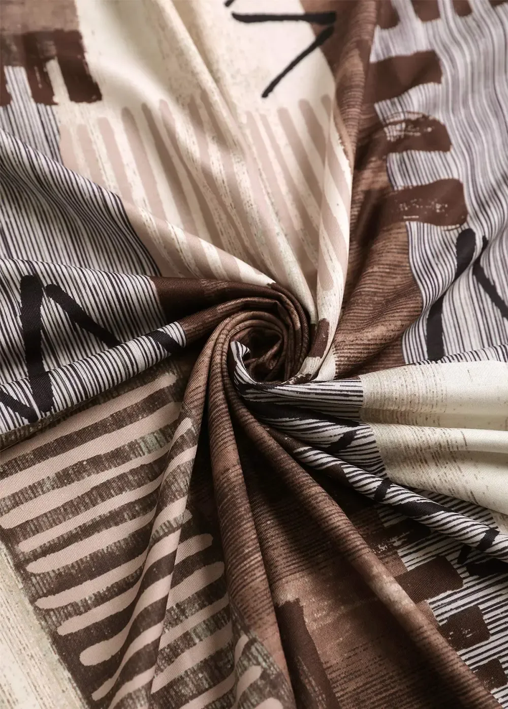 Gray Brown Patchwork Geometric Print A Line Sleeveless Dress