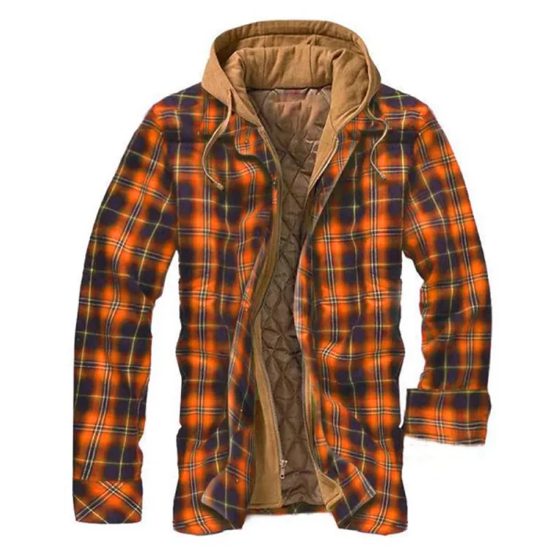 Mens Winter Plaid Thick Casual Jacket