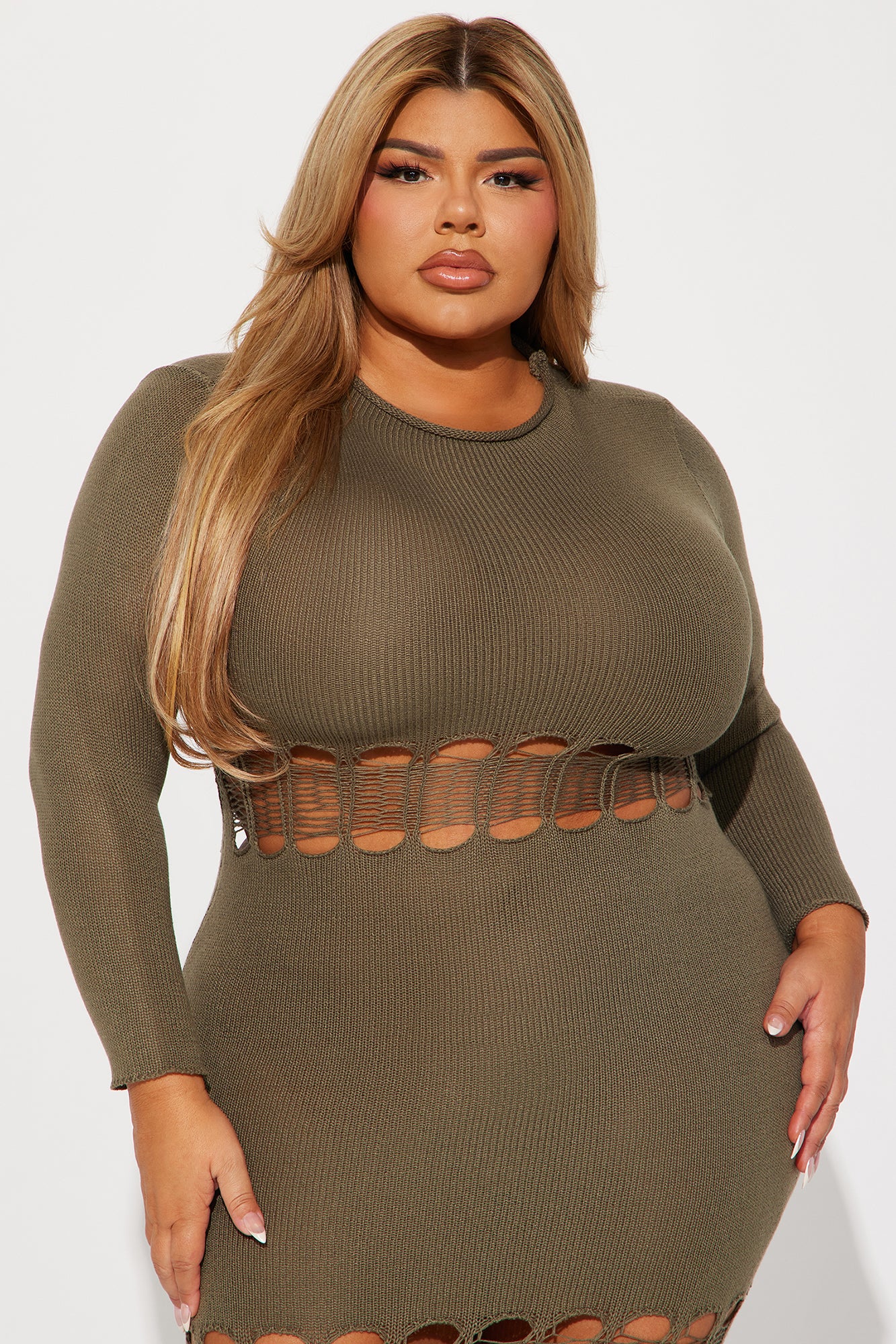 Tamara Sweater Midi Dress - Olive