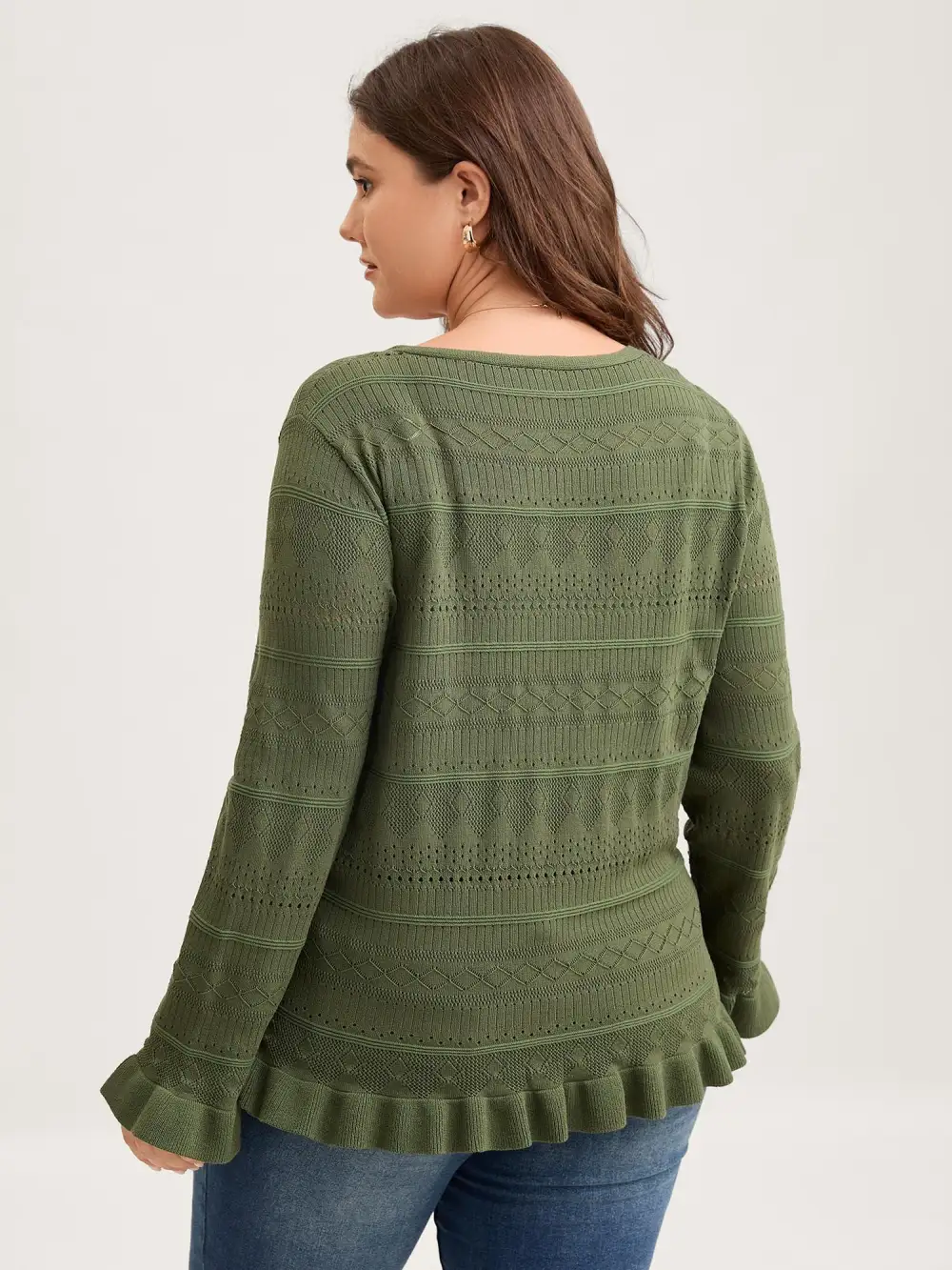 Ruffled Hem Front Tie Textured Lightweight Cardigan