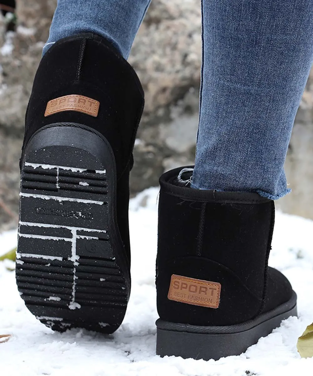 Black Faux Fur-Lined Snow Boot - Women