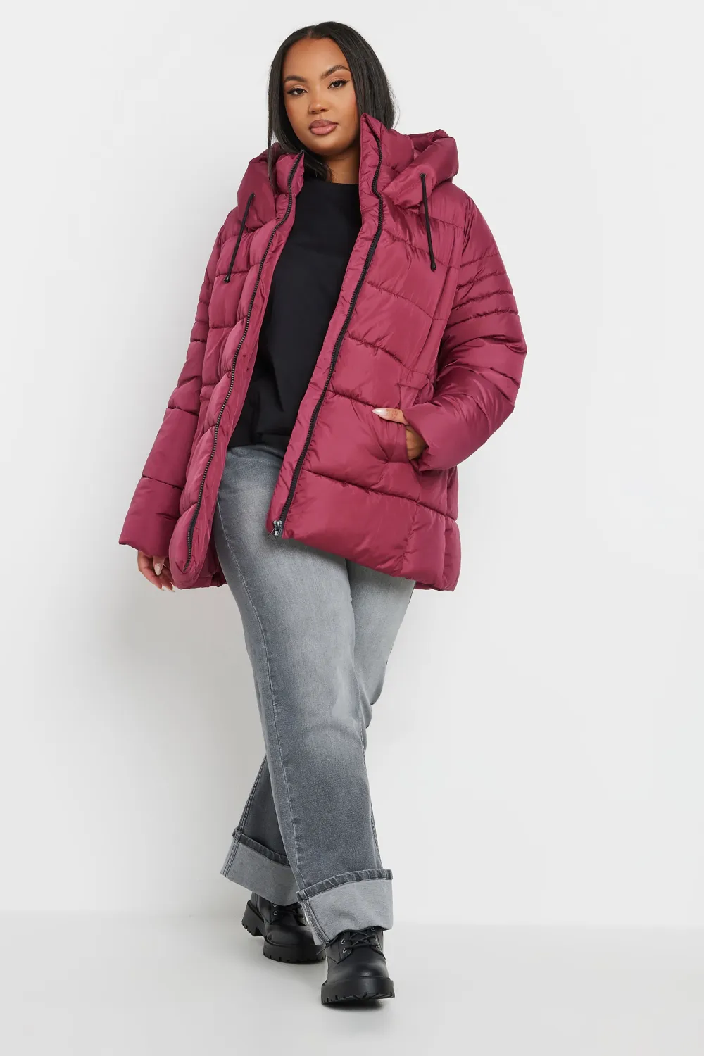 YOURS Curve Ivory White Sporty Puffer Coat