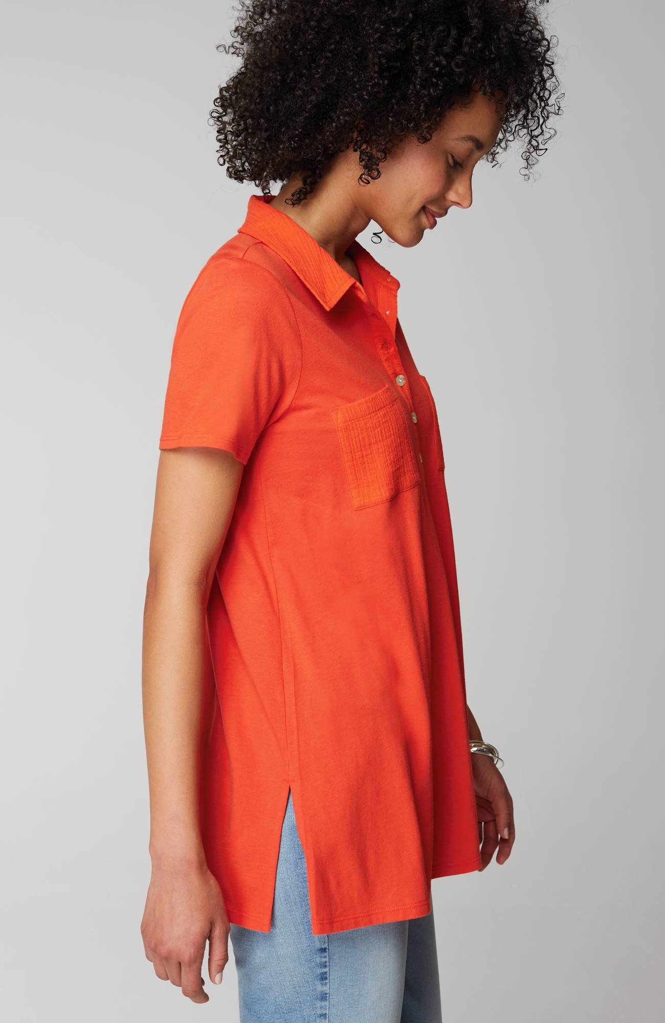 Cotton-Gauze Mixed-Media Tunic
