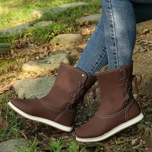Women's Casual Lace-Up Flat Mid-Cut Snow Boots 10419158S