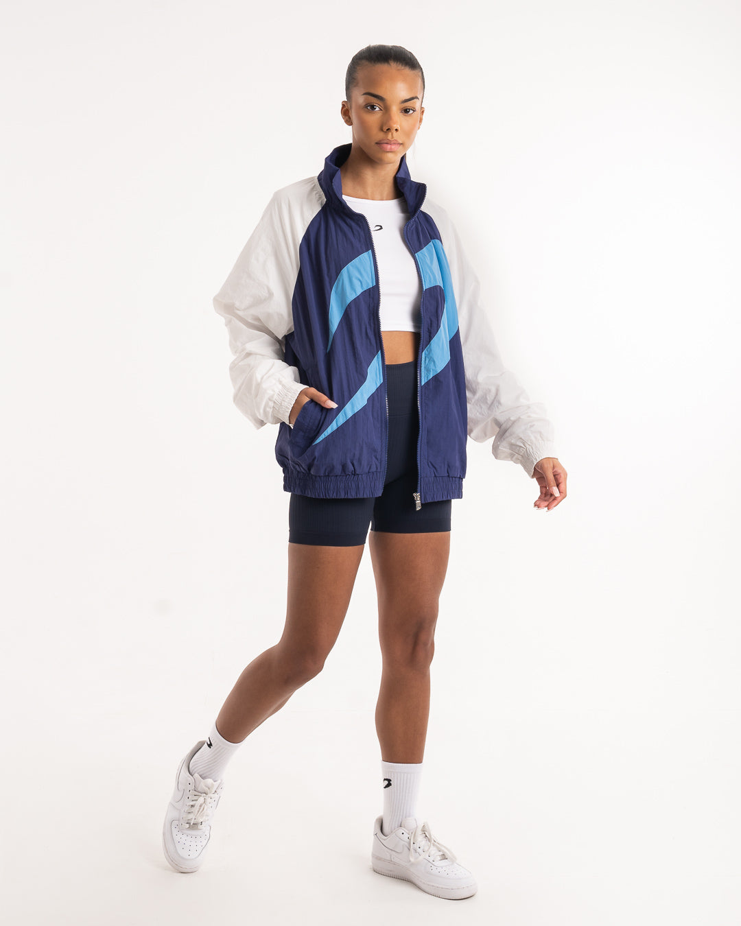 Walker Track Jacket - White/Navy